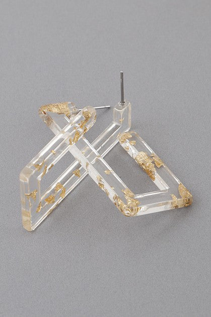 GOLD SPLATTER SQUARE EARRINGS