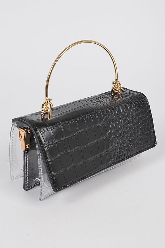 METAL HANDLE TRANSPARENT CROSSBODY BAG