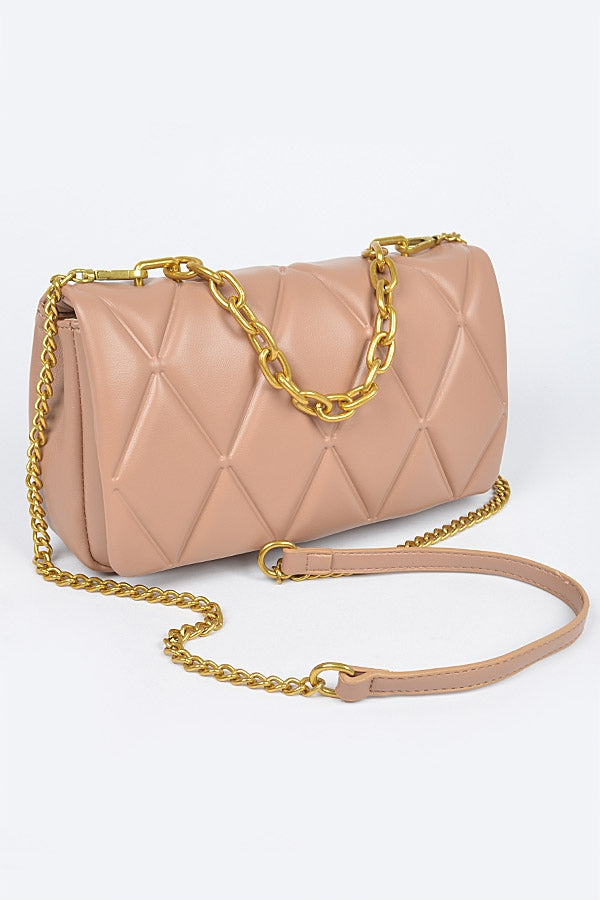 EMBOSSED FAUX LEATHER CROSSBODY HANDBAG