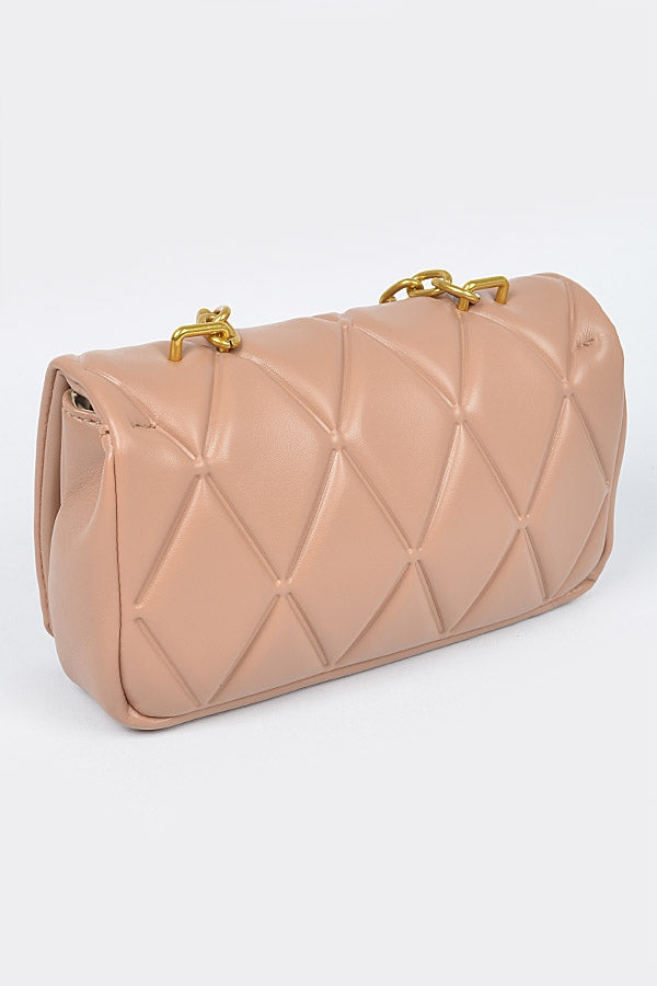 EMBOSSED FAUX LEATHER CROSSBODY HANDBAG