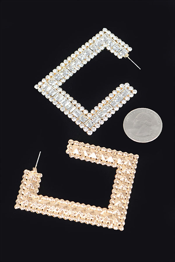 RHINESTONE SQUARE EARRINGS