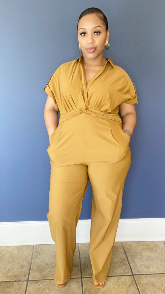 MUSTARD WIDE LEG JUMPSUIT