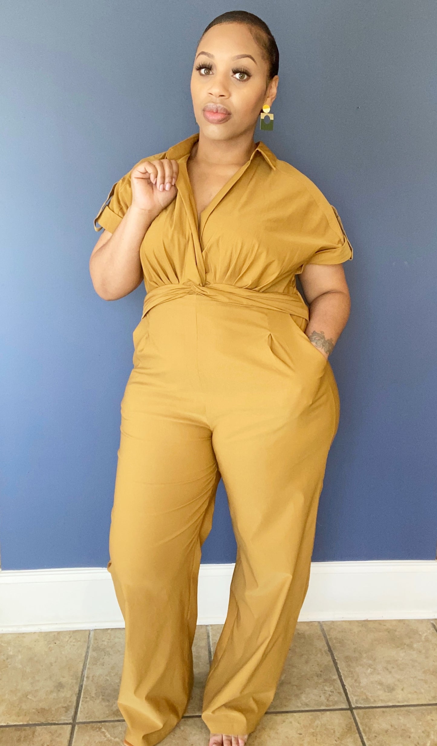 MUSTARD WIDE LEG JUMPSUIT