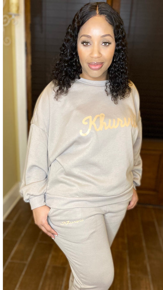 “Khurvii” MOCHA SWEATSHIRT AND PANTS SET