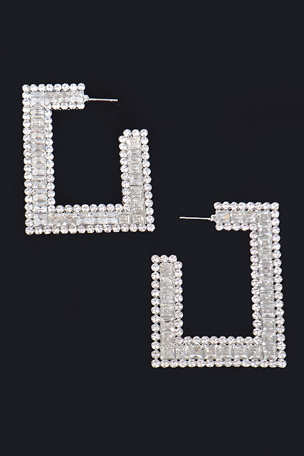 RHINESTONE SQUARE EARRINGS