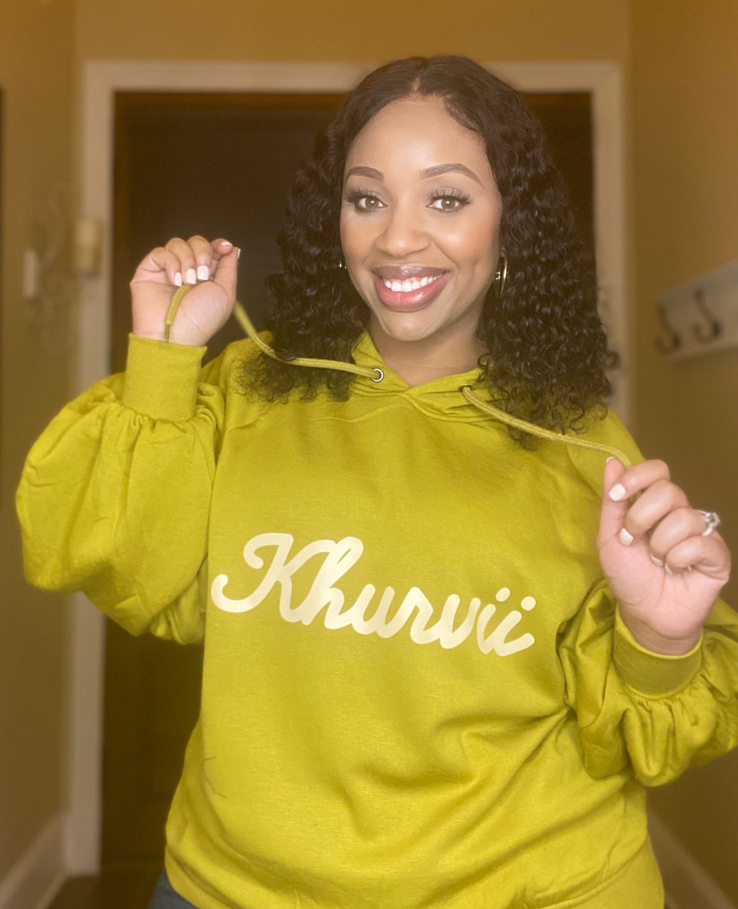 “Khurvii” OLIVE MUSTARD HOODIE TOP