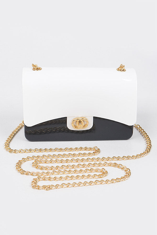 TWO TONED MINI GOLD METAL CLUTCH