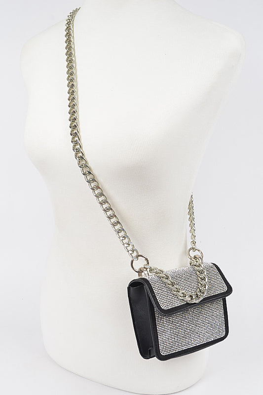 RHINESTONE CHAIN CROSSBODY BAG