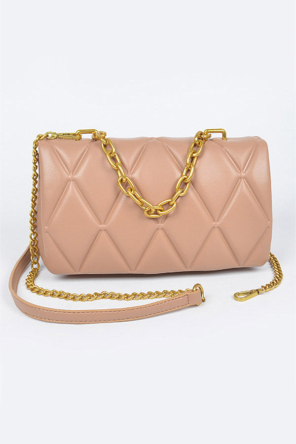 EMBOSSED FAUX LEATHER CROSSBODY HANDBAG