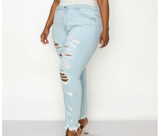 PLUS CURVY DESTROY MOM'S FIT JEAN