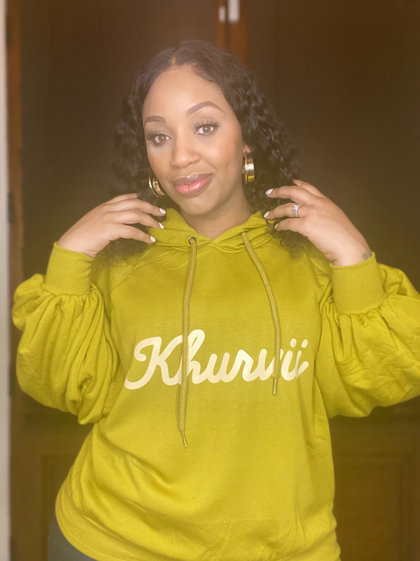 “Khurvii” OLIVE MUSTARD HOODIE TOP