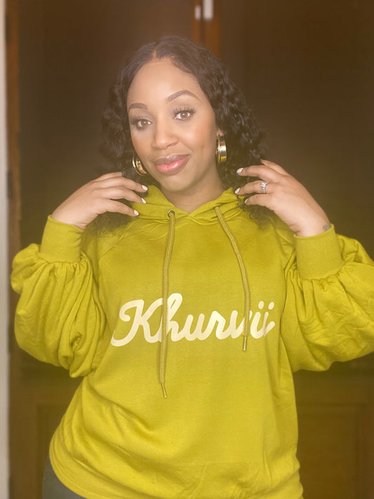 “Khurvii” OLIVE MUSTARD HOODIE TOP