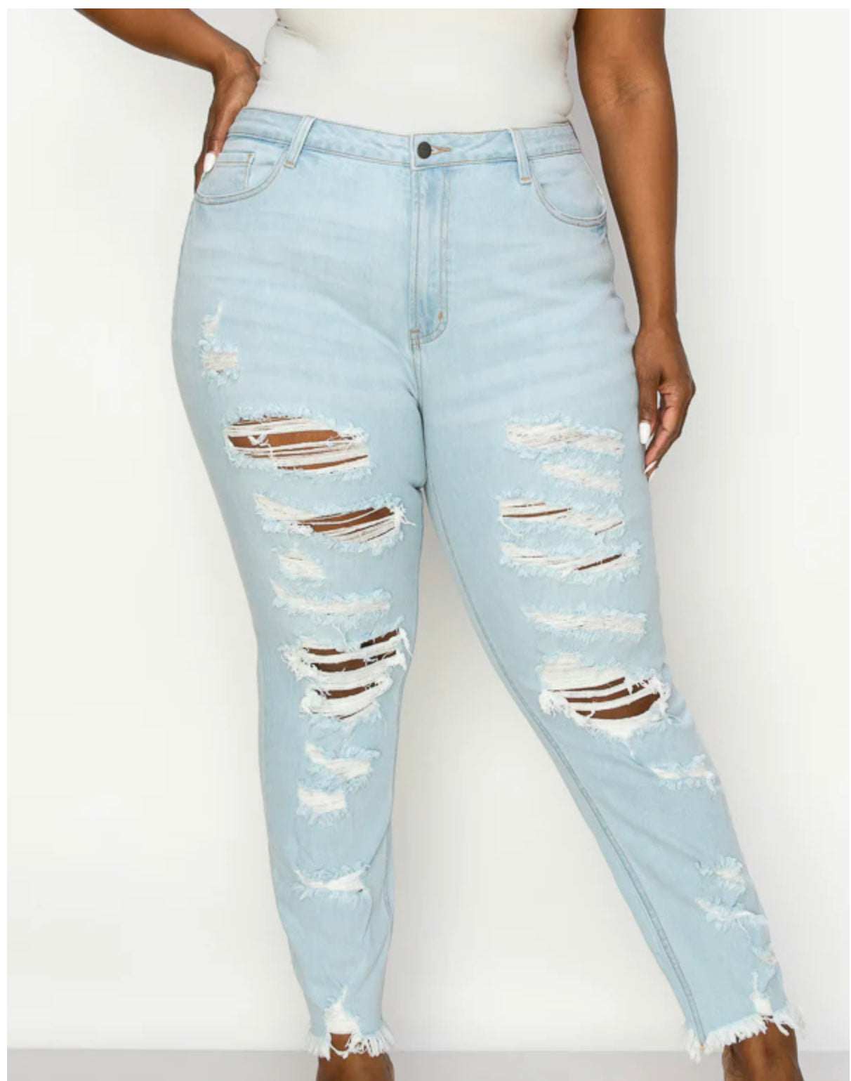 PLUS CURVY DESTROY MOM'S FIT JEAN