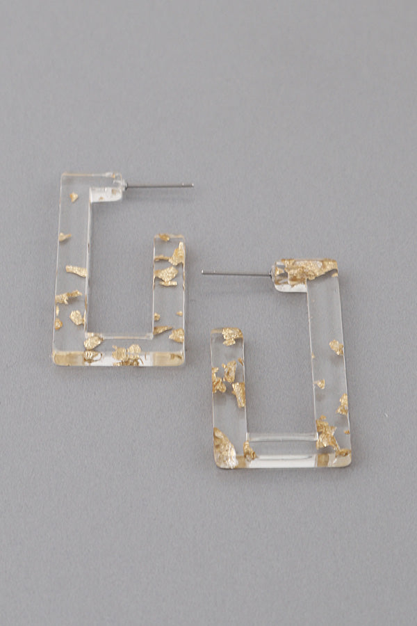 GOLD SPLATTER SQUARE EARRINGS