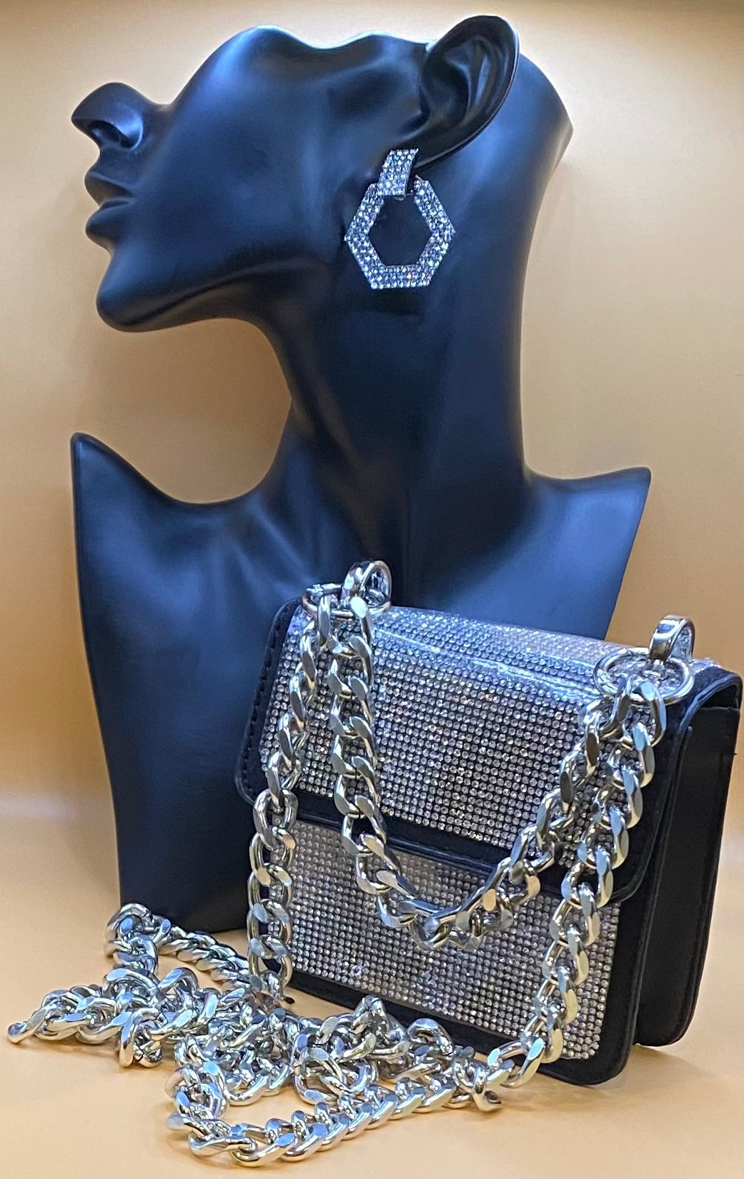 RHINESTONE CHAIN CROSSBODY BAG