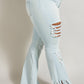 DENIM HIGH RISE RUFFLE HEM JEANS