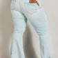 DENIM HIGH RISE RUFFLE HEM JEANS