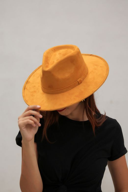 MUSTARD FEDORA HAT