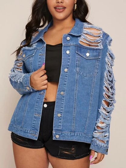 DISTRESSED TASSEL DENIM JACKET